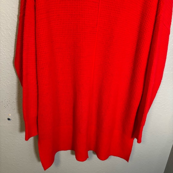Free People All Mine‎ Oversized V Neck Knit Sweater Red Size XS Boho Fall - Picture 10 of 11
